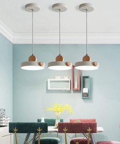 Alternative view of Lustre blanc et bois scandinave