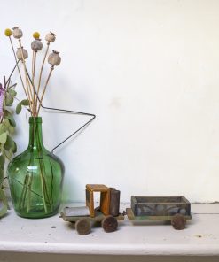 Train en bois ancien locomotive et remorque