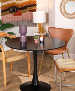 Table à manger ronde en métal Noir diam 90cm